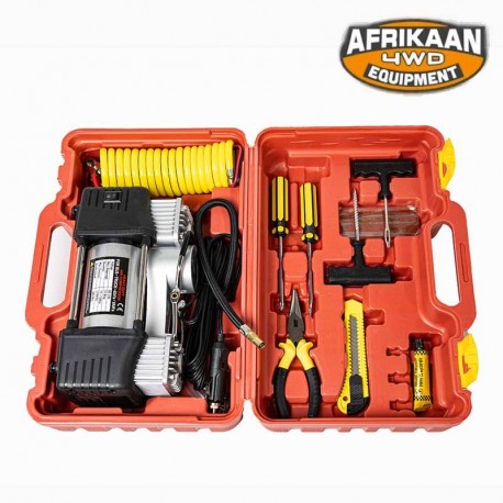 Compresor 12v con kit reparapinchazos AFRIKAAN